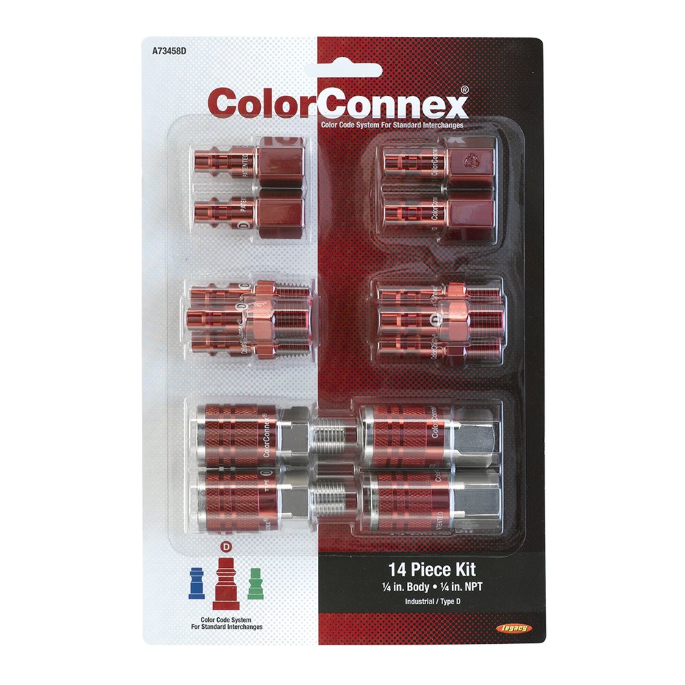 1/4 in Red Coupler and Plug Kit Legacy A73458D Color Connex Type D 14 Piece 