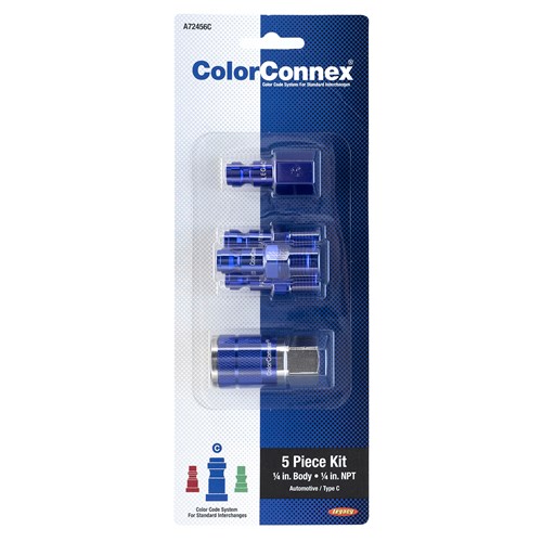 5pc 1/4in Type C Cplr & Plug Kit Blue