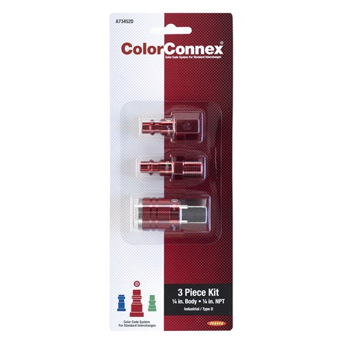 3pc 1/4in Type D  Cplr & Plug Kit Red