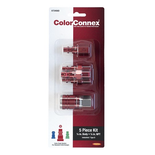 5pc 1/4in Type D Cplr & Plug Kit Red
