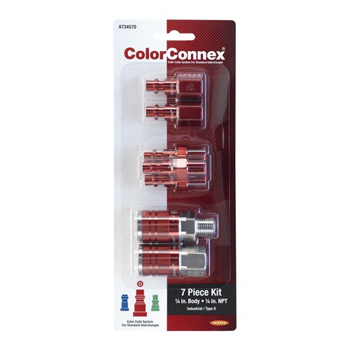 7pc 1/4in Type D Cplr & Plug Kit Red