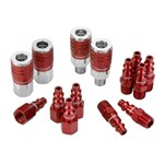 14pc 1/4in Type D Cplr & Plug Kit Red